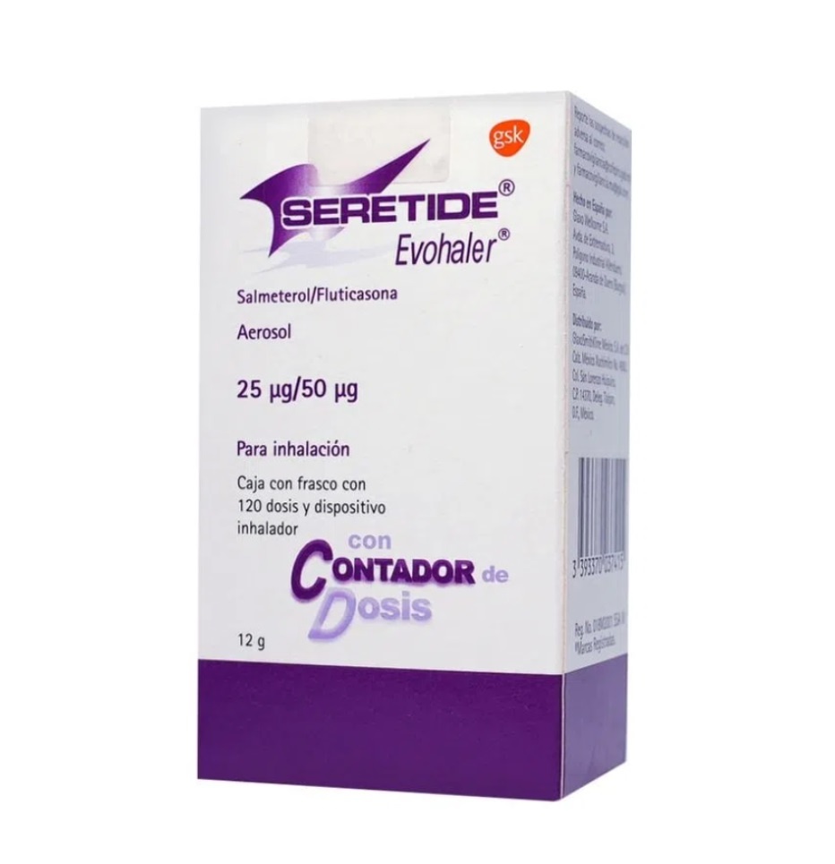 [3202] SERETIDE EVOHALER 25/50 MCG AEROSOL P/INHALACION C/120 DOSIS SALMETEROL FLUTICASONA LAB GSK
