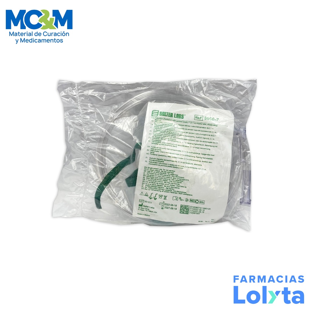 MASCARILLA CON MICRONEBULIZADOR PEDIATRICO REF 8906-7 SALTER LABS