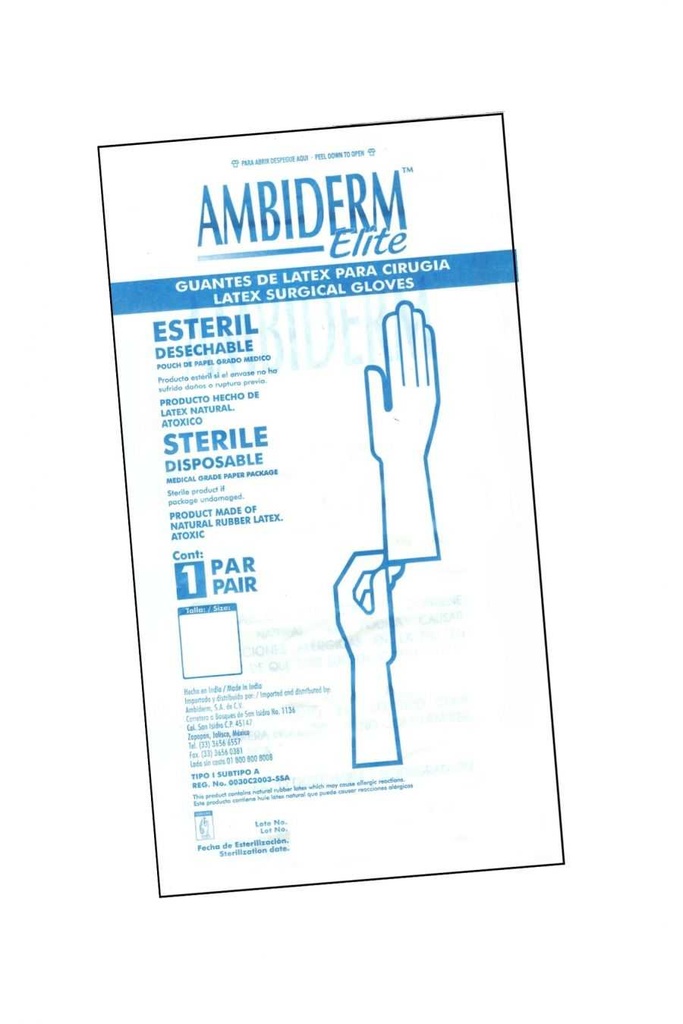 GUANTE CIRUJANO ESTERIL # 7 C/1 PAR AMBIDERM