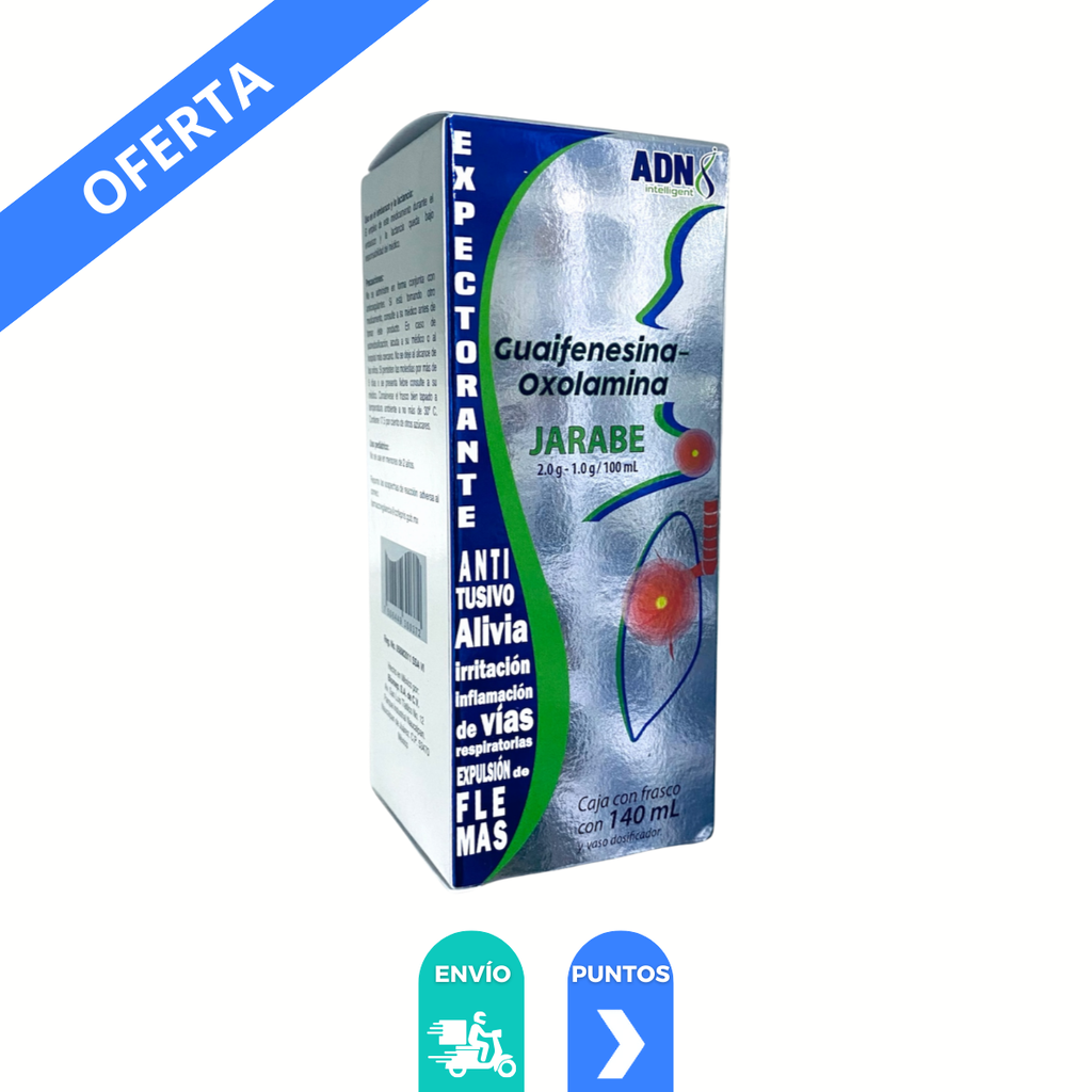 GUAIFENESINA OXOLAMINA JARABE 2/1 G/100 ML FCO C/140 ML LAB ADN