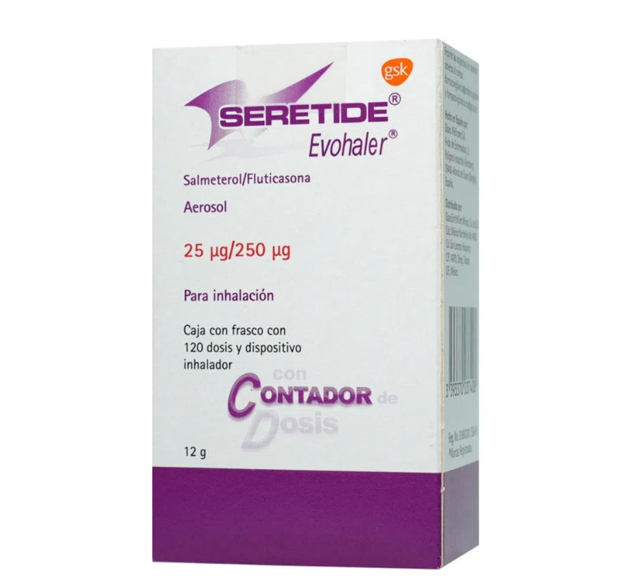 SERETIDE EVOHALER AEROSOL P/INHALACION 25/250 MCG C/120 DOSIS SALMETEROL FLUTICASONA LAB GSK