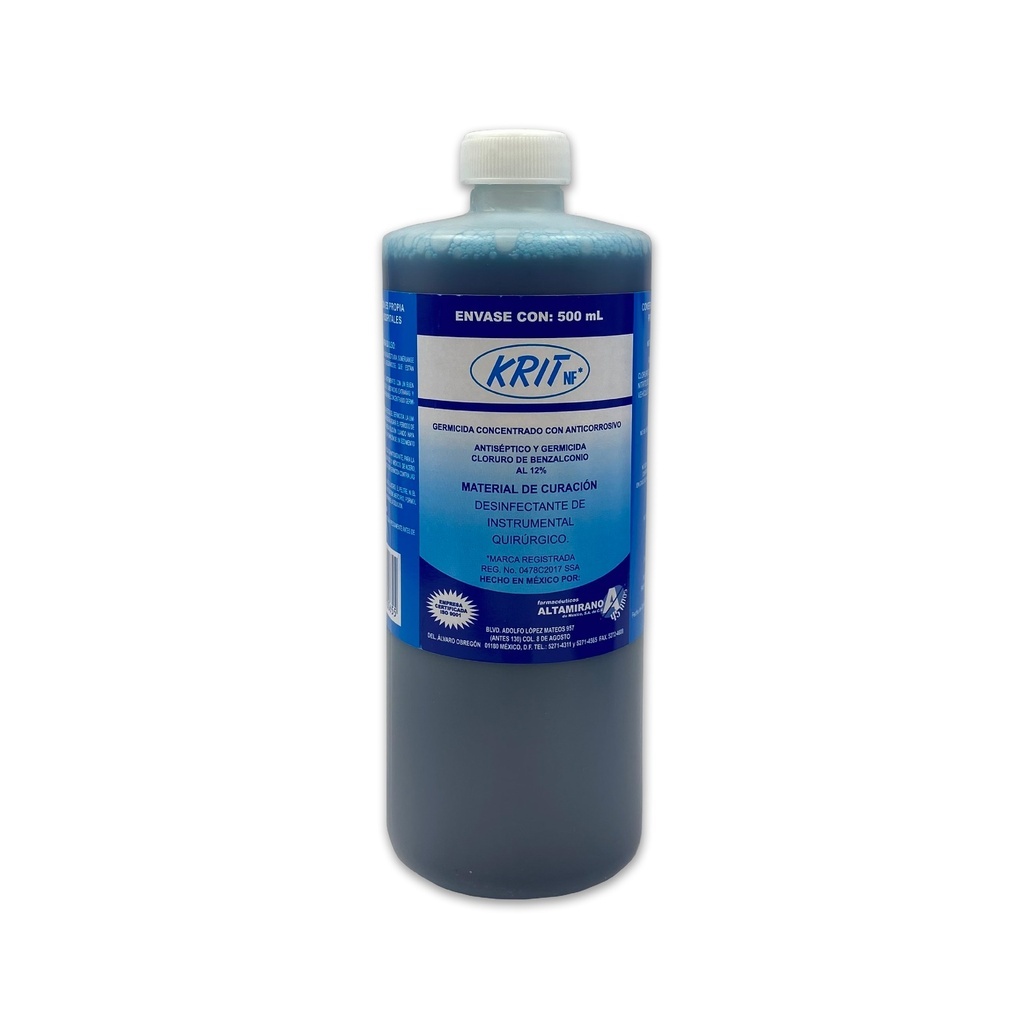 KRIT 500 ML CLORURO DE BENZALCONIO AL 12% DESINFECTANTE DE INSTRUMENTAL QUIRURGICO ALTAMIRANO