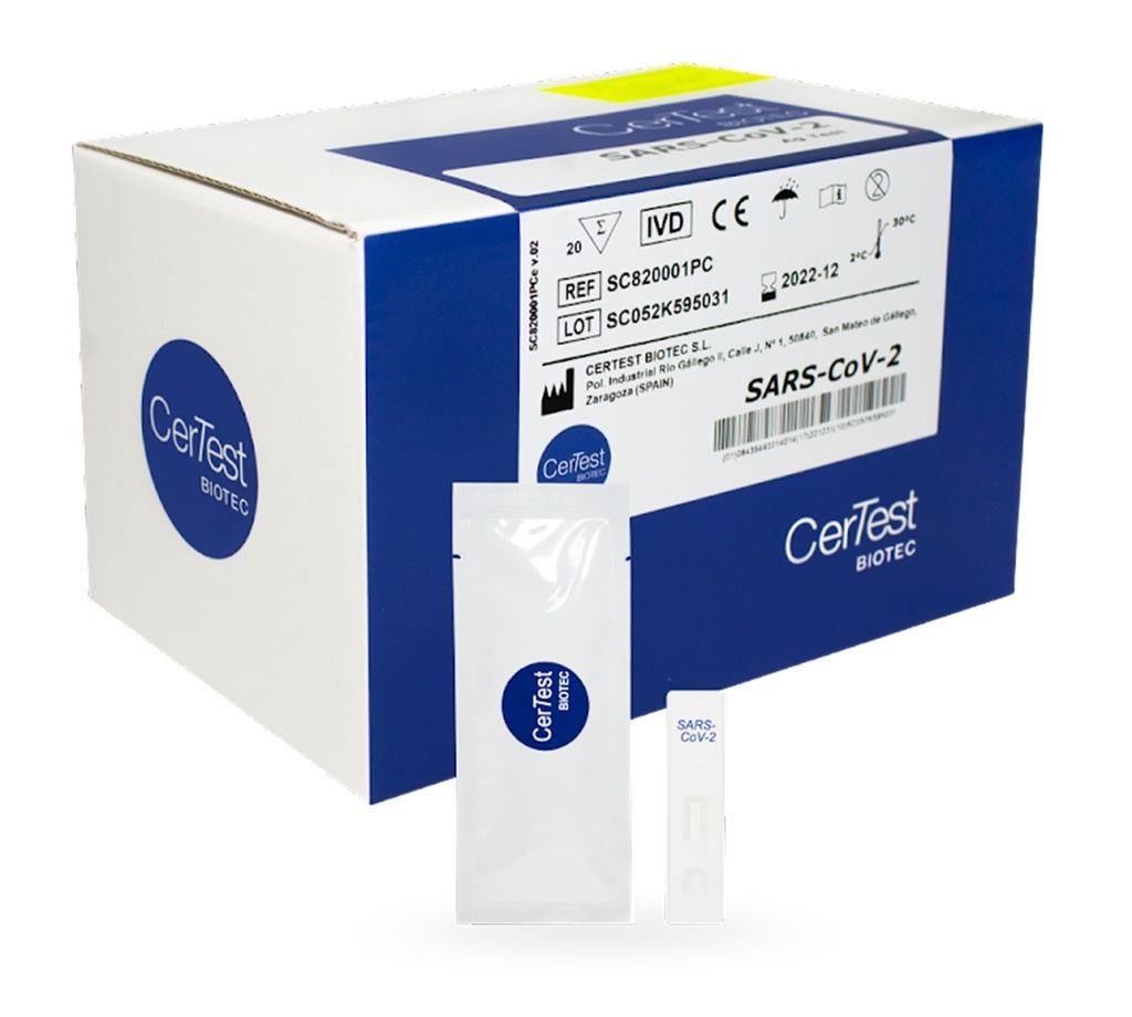 PRUEBA DE ANTIGENOS COVID-19 (SARS-COV-2) NASAL O NASOFARINGE C/20 TEST REF SC820001PC LAB CERTEST