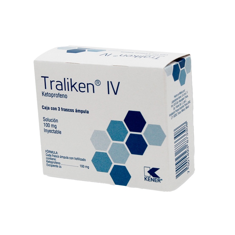 KETOPROFENO SOL INY 100 MG C/3 AMP TRALIKEN IV LAB KENER