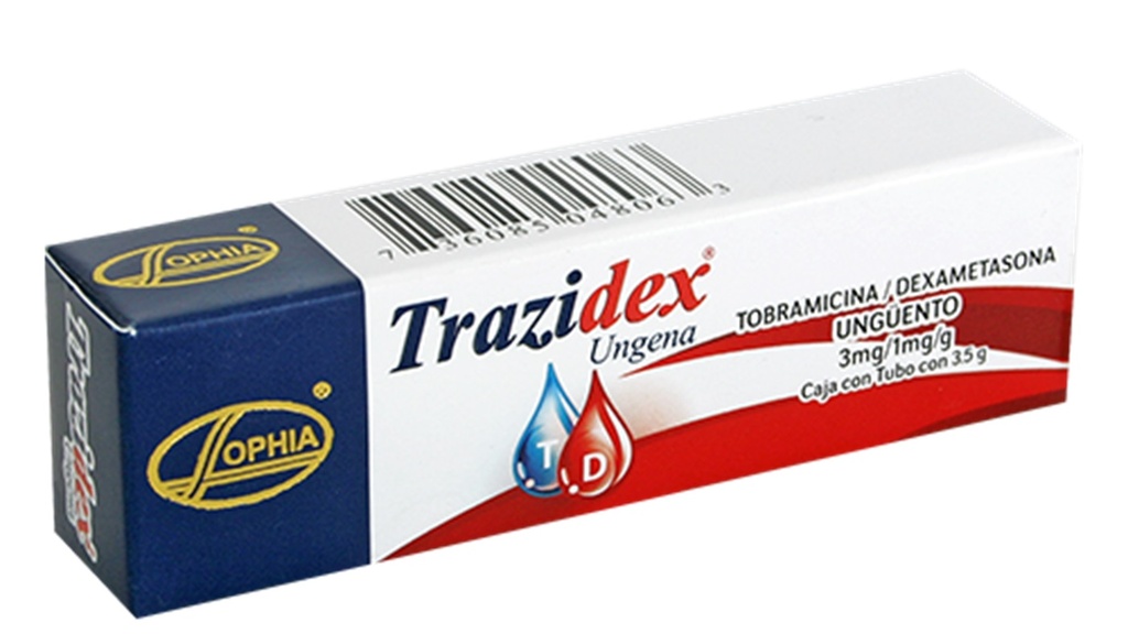 TRAZIDEX UNGENA UNGÜENTO 3/1 MG/G TUBO C/3.5 G TOBRAMICINA DEXAMETASONA LAB SOPHIA