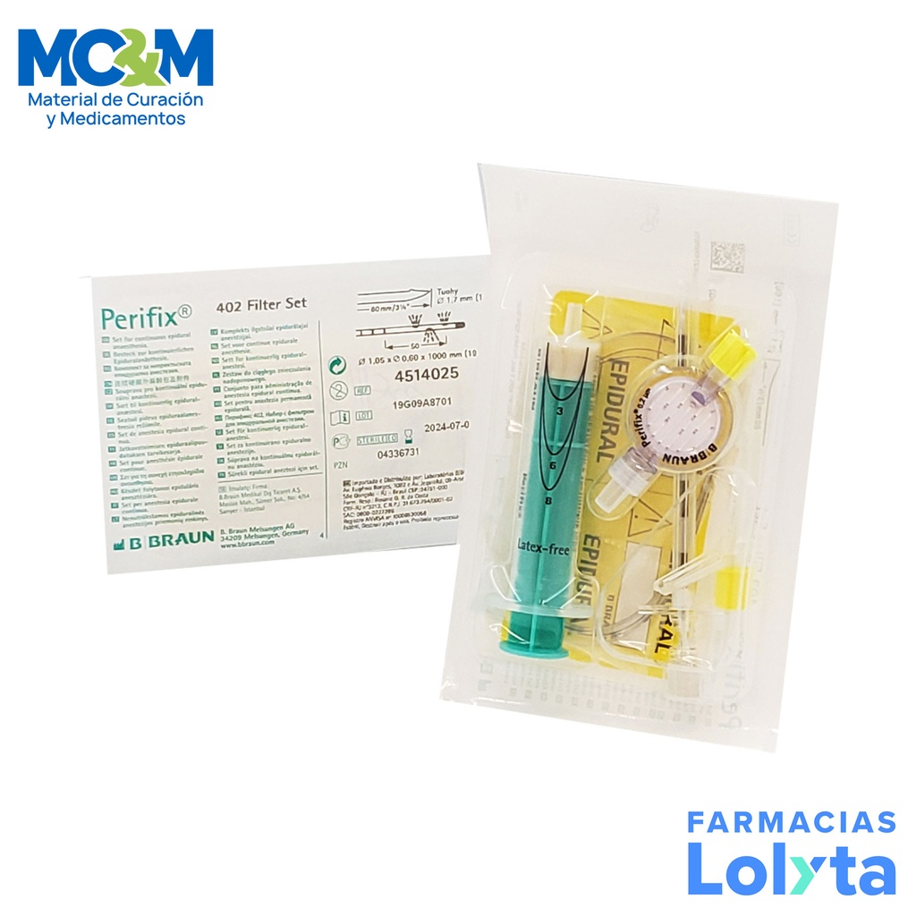 PERIFIX 402 16 G 80 MM EQUIPO DE ANESTESIA EPIDURAL REF 4514025 B. BRAUN