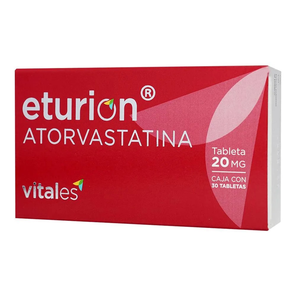 ATORVASTATINA 20 MG C/30 TAB ETURION LAB VITALES