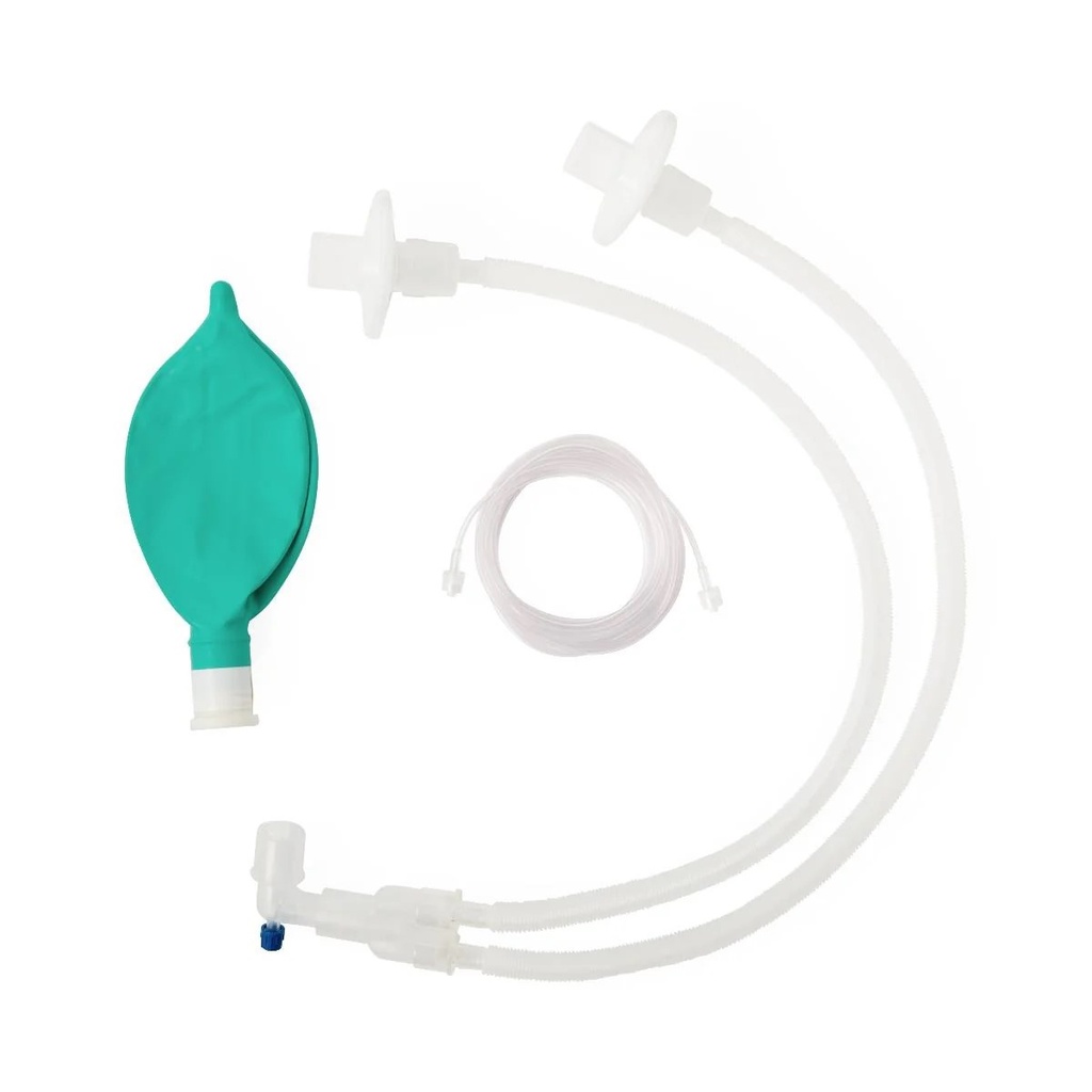 CIRCUITO PARA ANESTESIA PEDIATRICO EN Y GIRATORIO EXPANDIBLE 90" (2.29 M) BOLSA 1 L FILTRO BACTERIANO/VIRAL HUMIDIFICADOR NARIZ ARTIFICIAL REF DYNJAP9810 MEDLINE