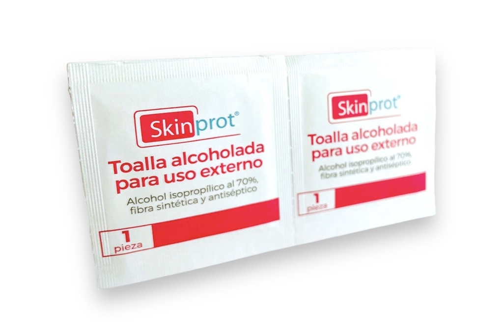 [3312] TOALLA ALCOHOLADA P/USO EXTERNO C/2 PZAS SKINPROT