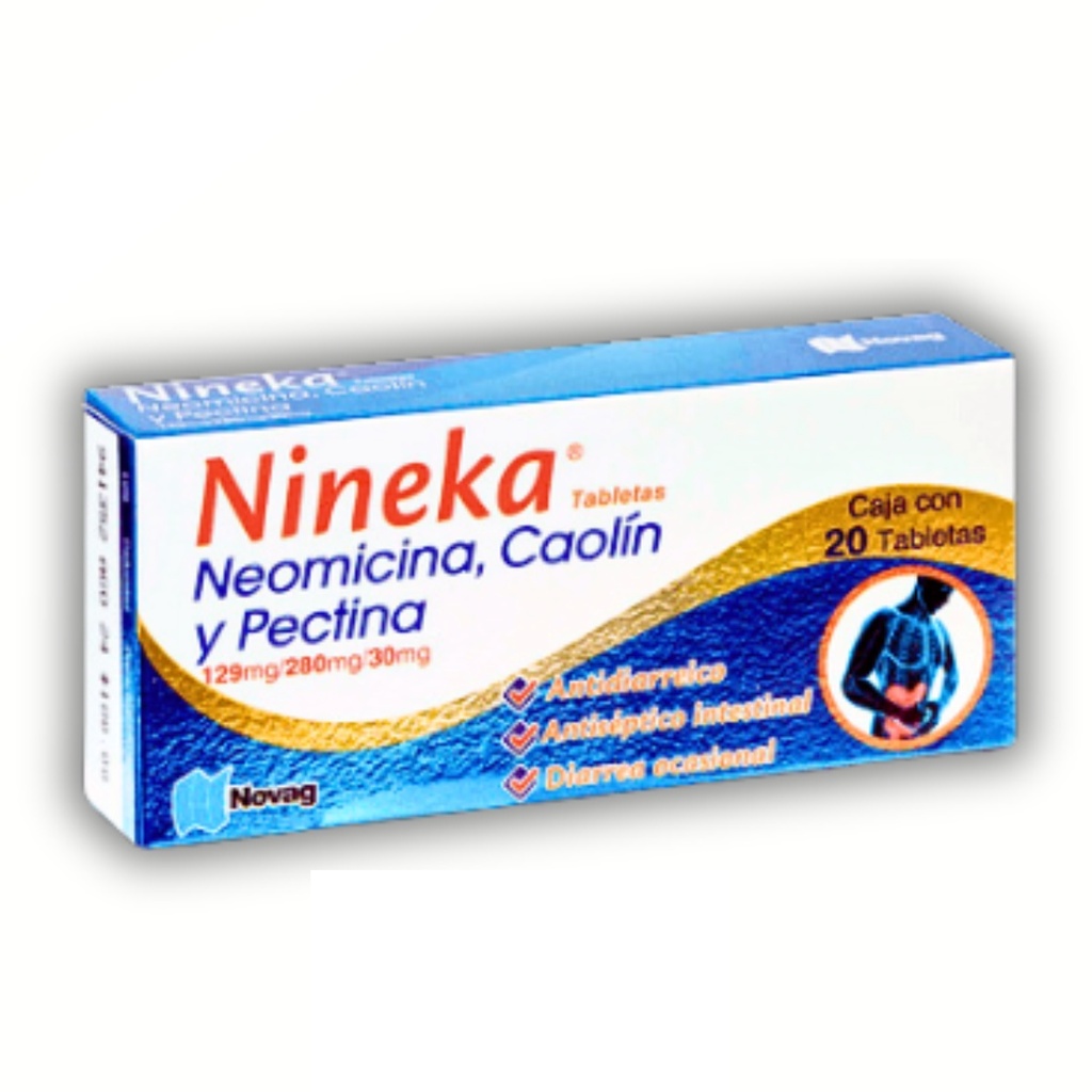 NEOMICINA CAOLIN PECTINA 129/280/30 MG C/20 TAB NINEKA LAB NOVAG