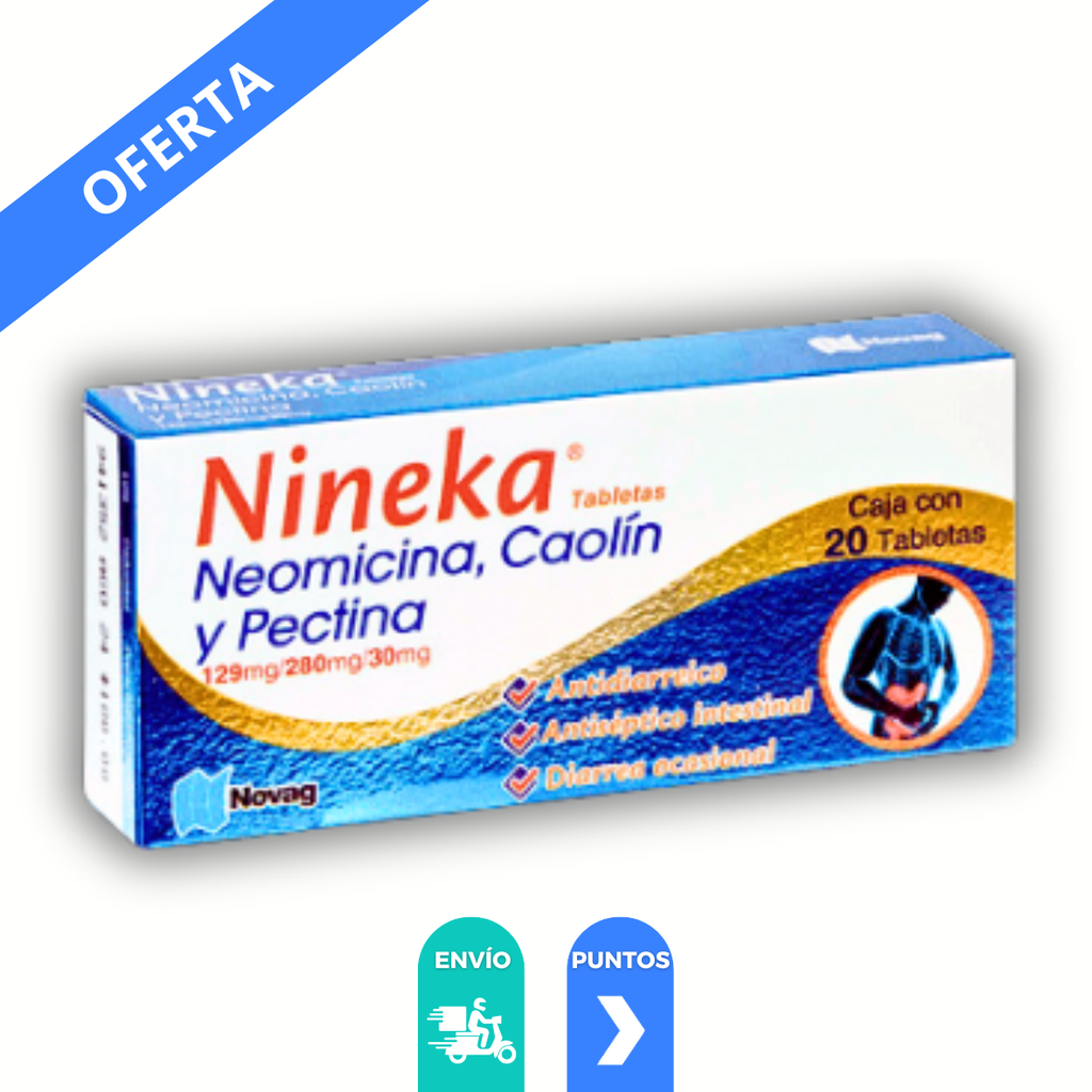 NEOMICINA CAOLIN PECTINA 129/280/30 MG C/20 TAB NINEKA LAB NOVAG