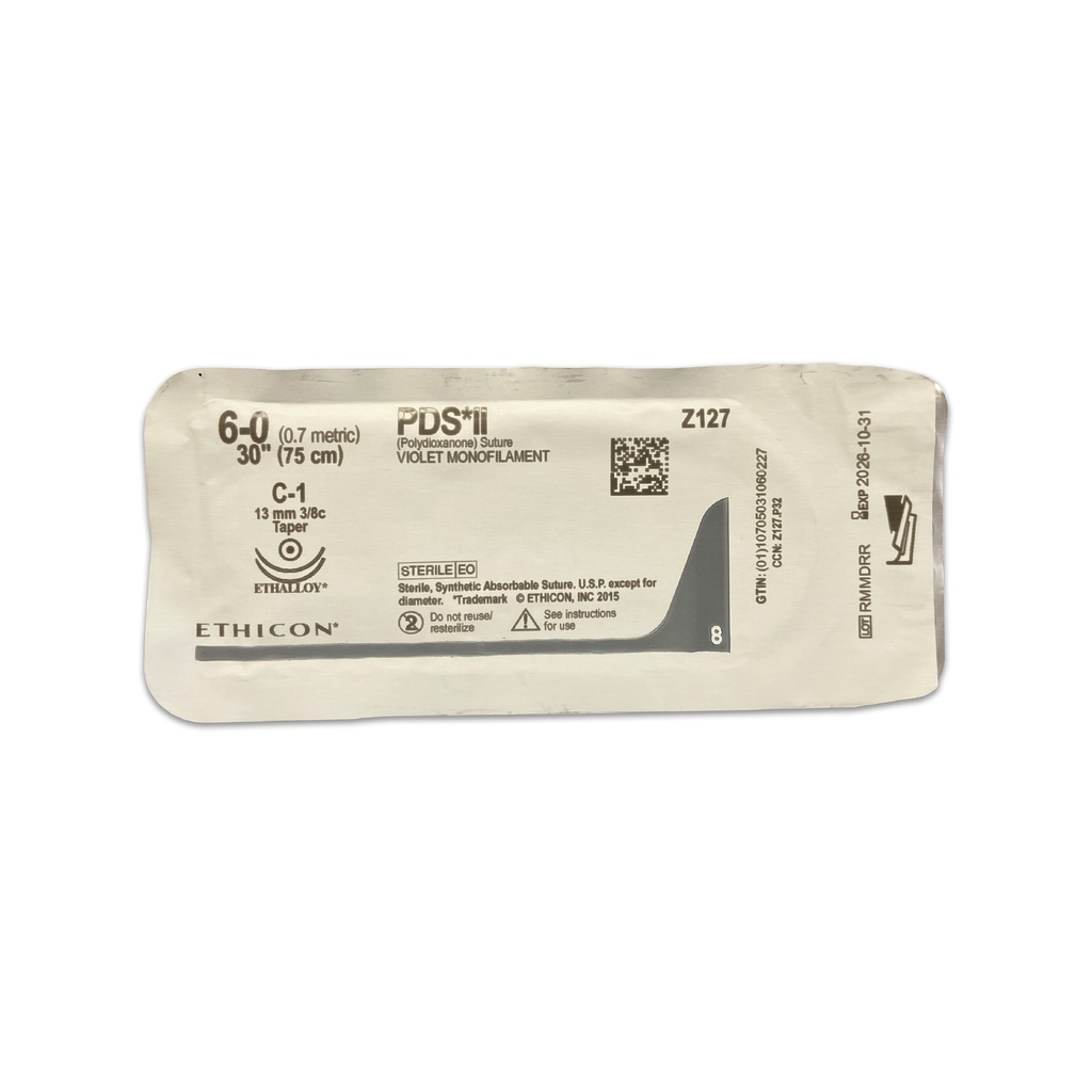 [3858] SUTURA PDS*II 6/0 13 MM 75 CM C-1 AHUSADA REDONDA DOBLE ARMADA POLIDIOXANONA C/12 Z127 ETHICON