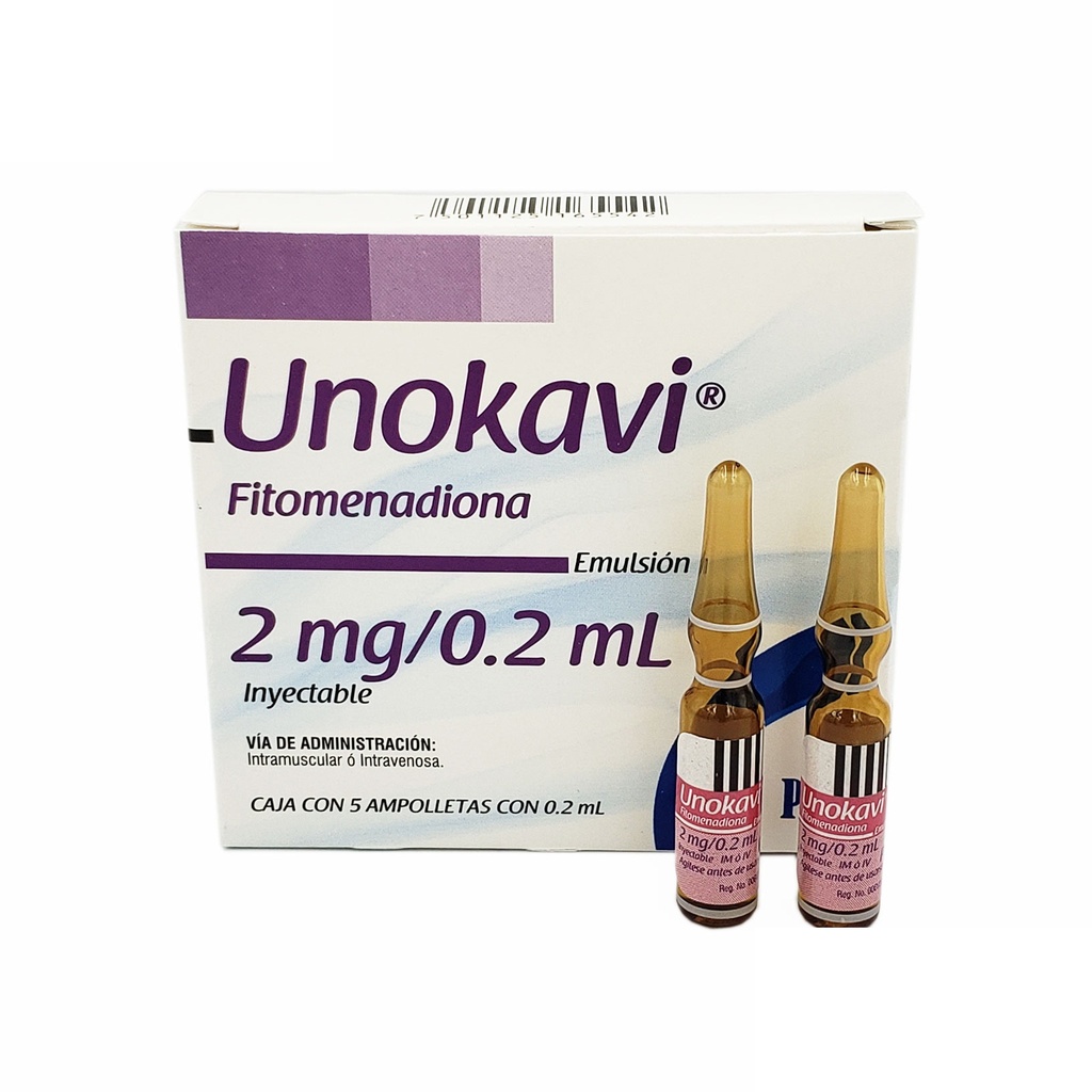 FITOMENADIONA SOL INY 2 MG/0.2 ML C/5 AMP UNOKAVI LAB PISA
