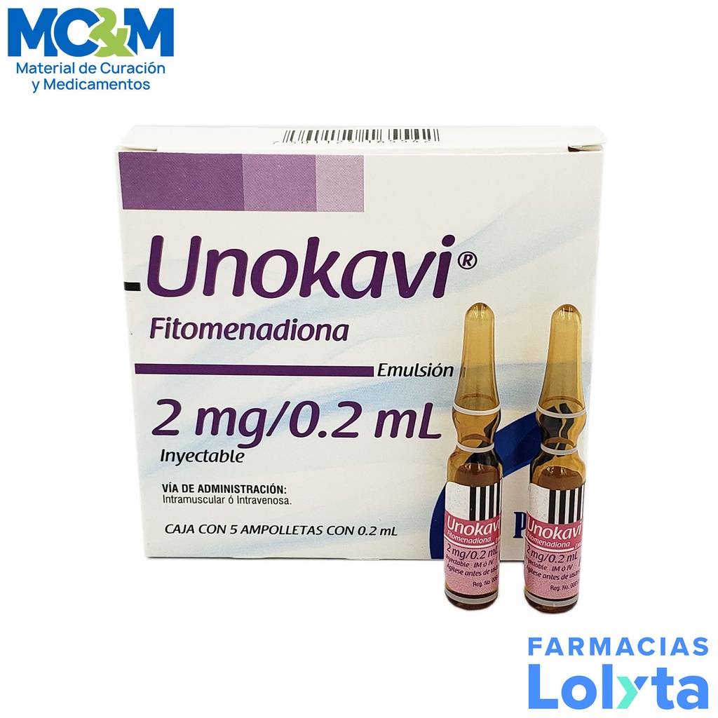 FITOMENADIONA SOL INY 2 MG/0.2 ML C/5 AMP UNOKAVI LAB PISA