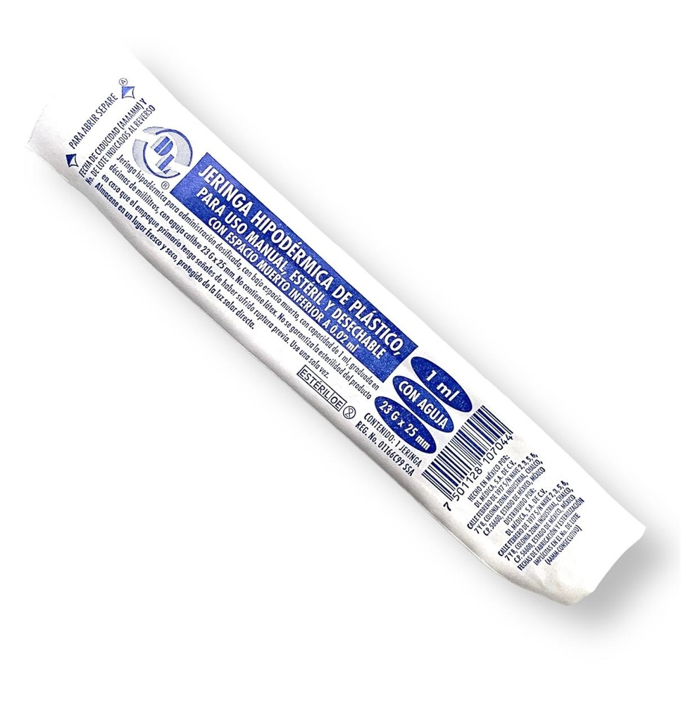 JERINGA HIPODERMICA 1 ML C/A 23 G X 25 MM PIEZA DENTILAB
