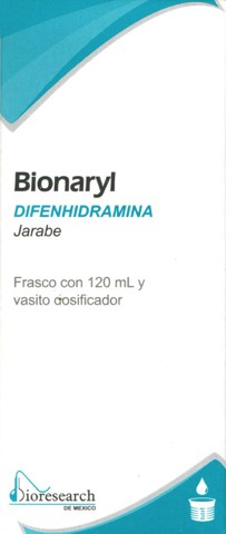 DIFENHIDRAMINA JARABE 250 MG/100 ML FCO C/120 ML BIONARYL LAB BIORESEARCH