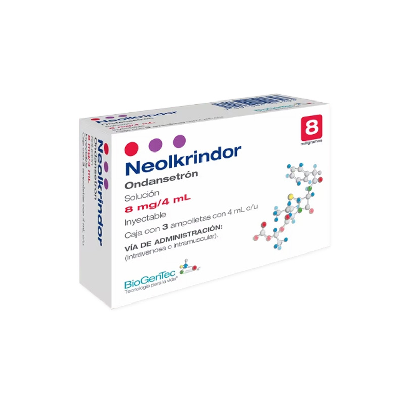 ONDANSETRON SOL INY 8 MG/4 ML C/3 AMP NEOLKRINDOR LAB NEOLPHARMA
