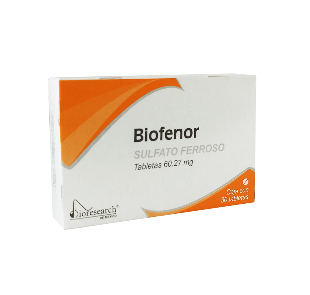 SULFATO FERROSO 60.27 MG C/30 TAB BIOFENOR LAB BIORESEARCH