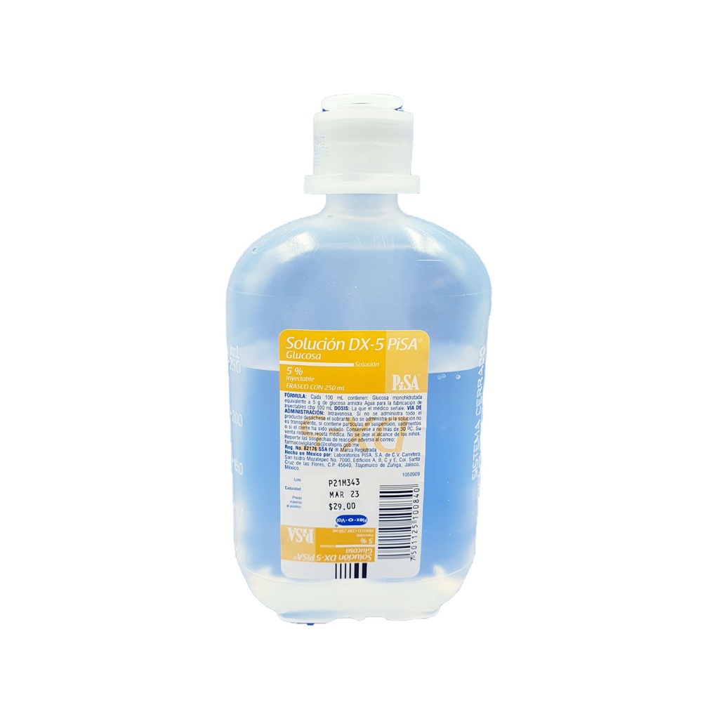 GLUCOSA 5% SOL INY 250 ML SOLUCION DX-5 LAB PISA