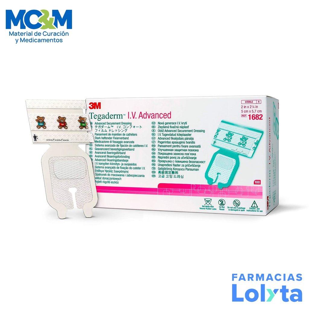 TEGADERM IV ADVANCED 5 X 5.7 CM APOSITO DE FIJACION PEDIATRICO C/100 PZAS REF 1682 3M (OSITOS)