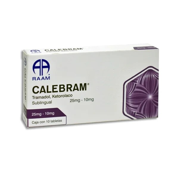 TRAMADOL KETOROLACO 25/10 MG C/4 TAB SUBLINGUAL CALEBRAM LAB RAAM GRUPO III