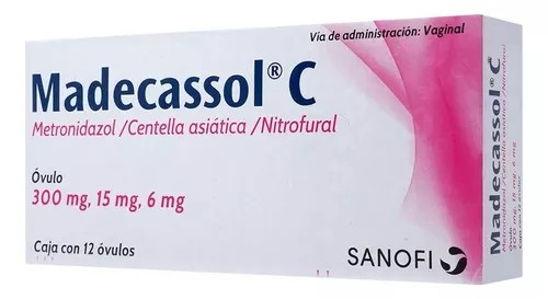 MADECASSOL C 300/15/6 MG C/12 OVULOS METRONIDAZOL CENTELLA ASIATICA NITROFURAL