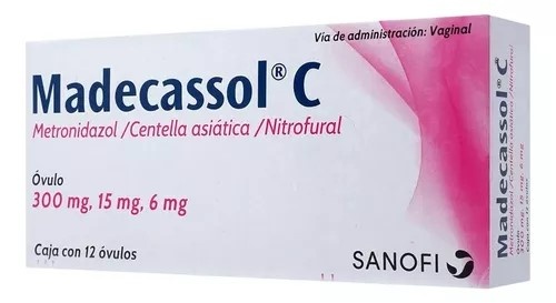 MADECASSOL C 300/15/6 MG C/12 OVULOS METRONIDAZOL CENTELLA ASIATICA NITROFURAL