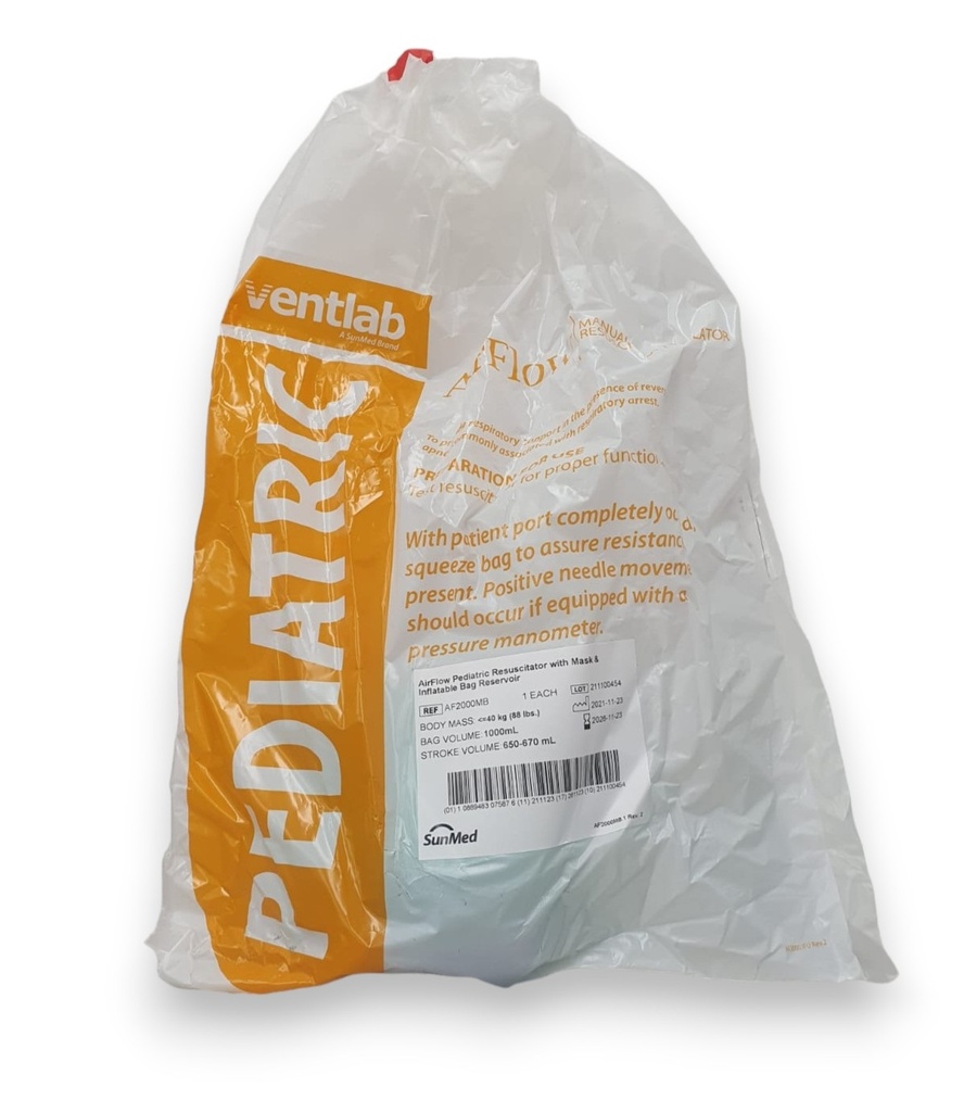 [75] RESUCITADOR DESECHABLE PEDIATRICO CON MASCARILLA AIRFLOW REF AF2000MB SUNMED (AMBU)