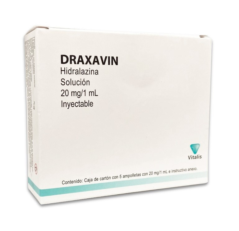 HIDRALAZINA SOL INY 20MG/ML C/5 AMP DRAXAVIN LAB VITALIS