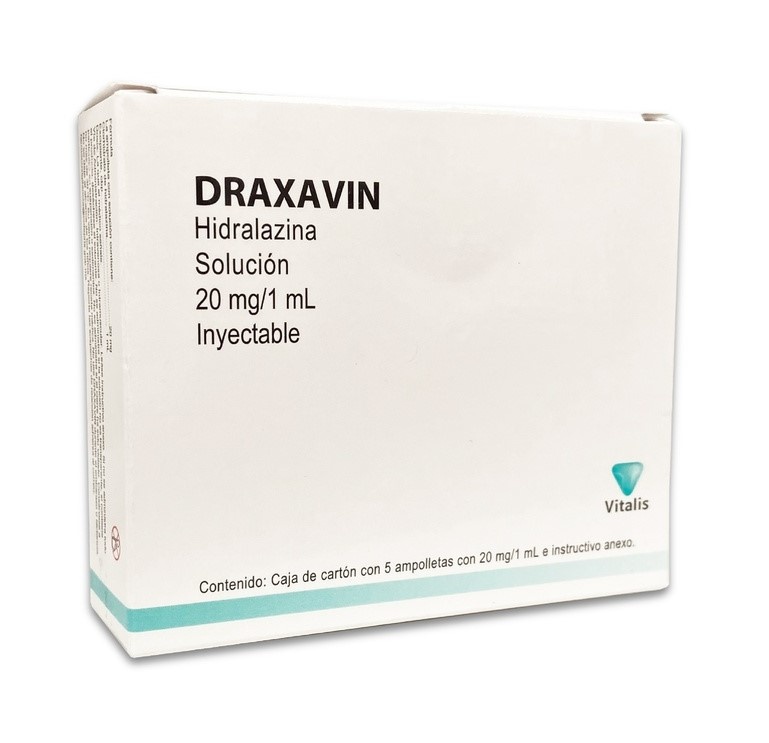HIDRALAZINA SOL INY 20MG/ML C/5 AMP DRAXAVIN LAB VITALIS