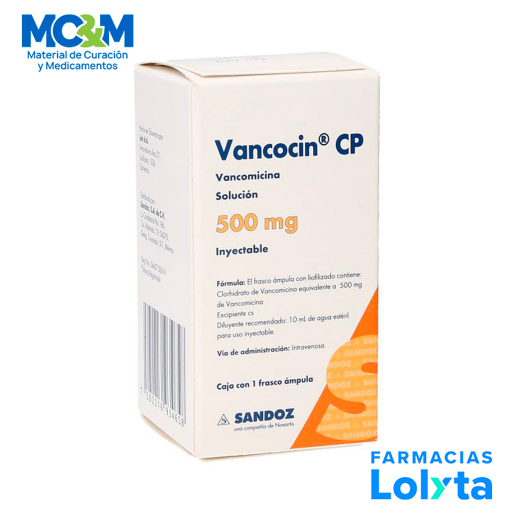 VANCOCIN CP SOL INY 500 MG VANCOMICINA LAB SANDOZ