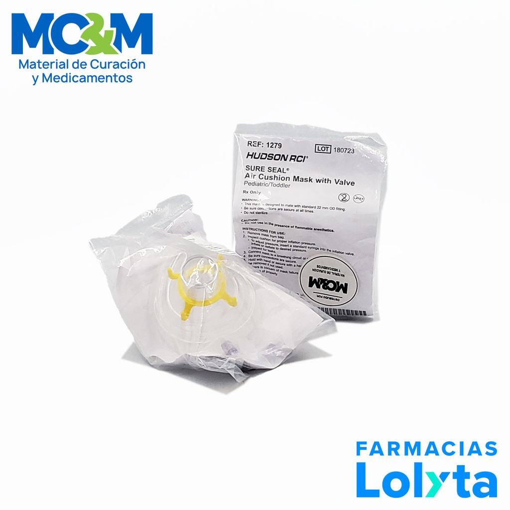 MASCARILLA PARA ANESTESIA #2 PEDIATRICA AMARILLA REF 1279 HUDSON