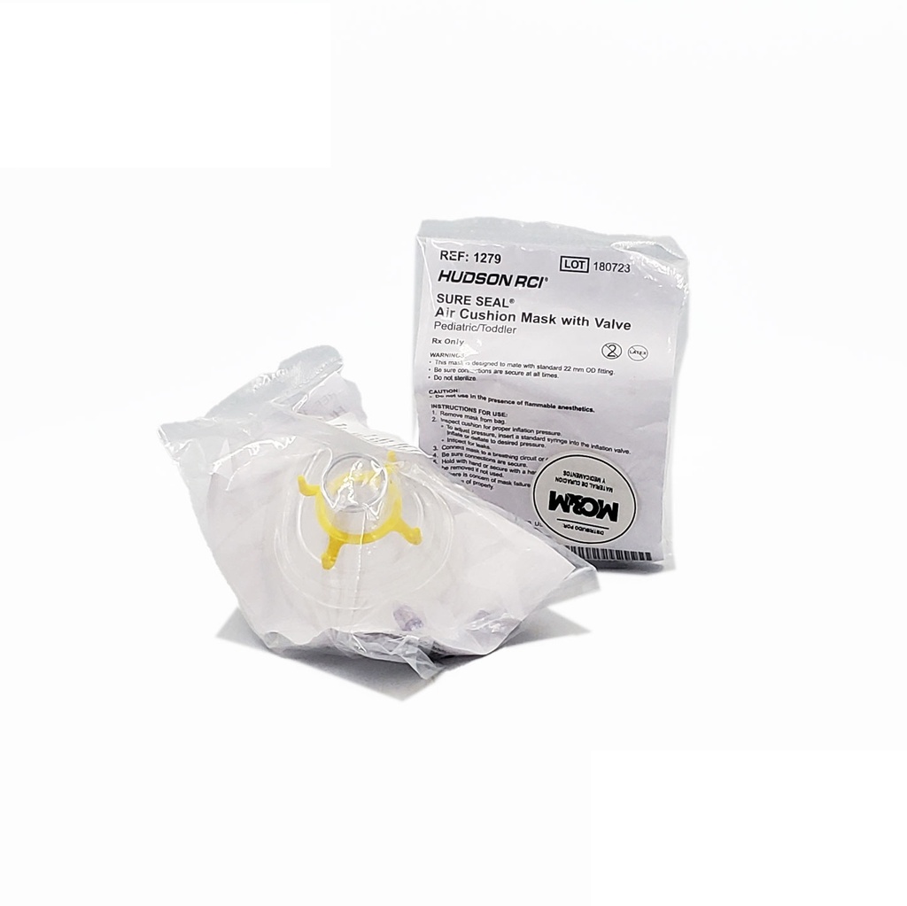 MASCARILLA PARA ANESTESIA #2 PEDIATRICA AMARILLA REF 1279 HUDSON