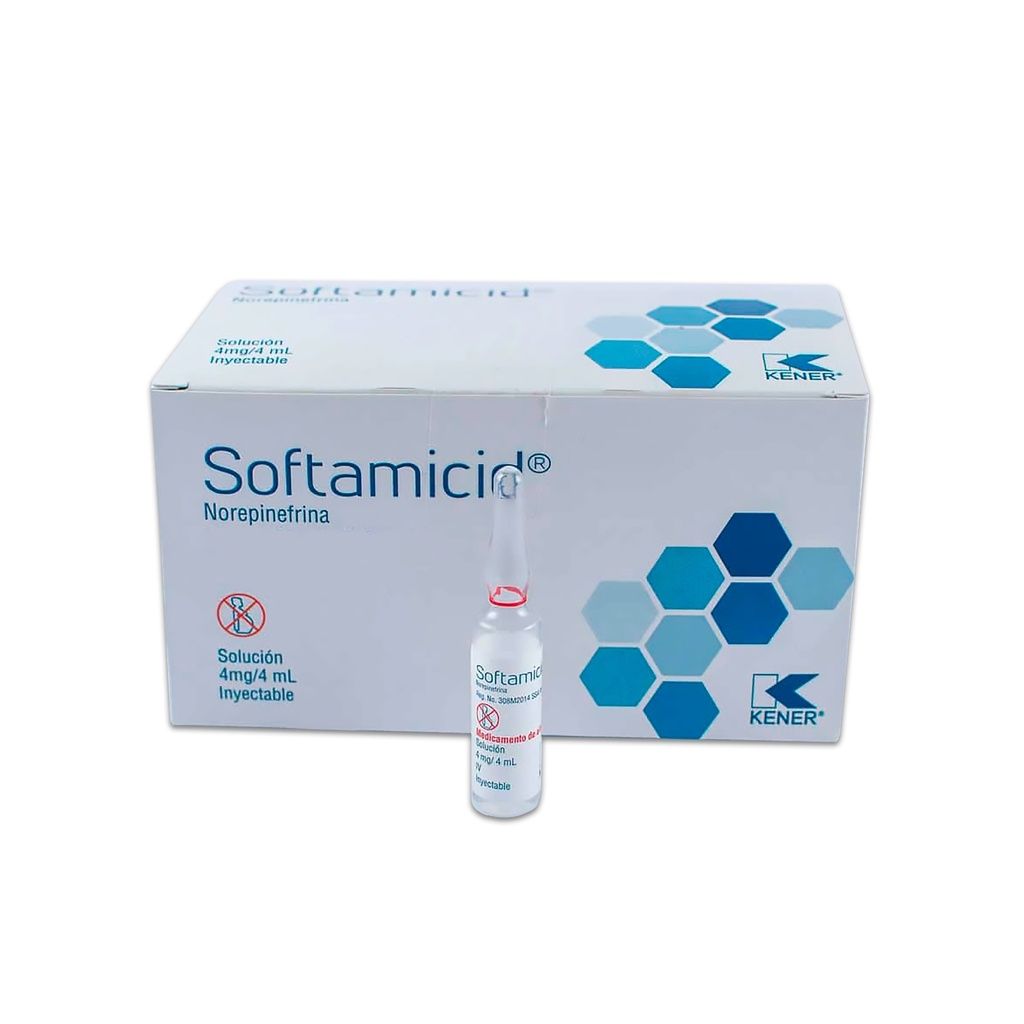 NOREPINEFRINA SOL INY 4 MG/4 ML PIEZA SOFTAMICID LAB KENER