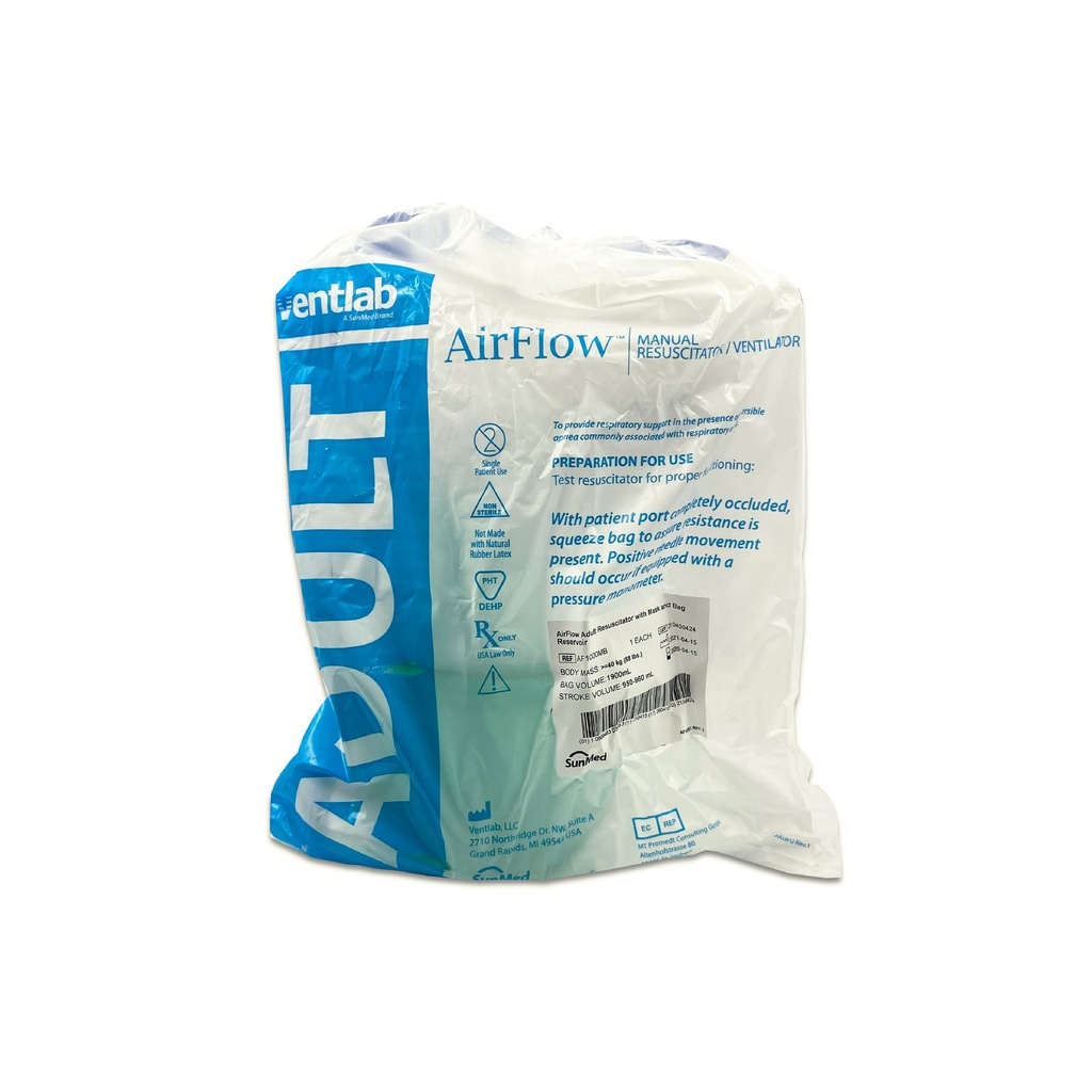 RESUCITADOR DESECHABLE ADULTO CON MASCARILLA REF AF1000MB SUNMED (AMBU)