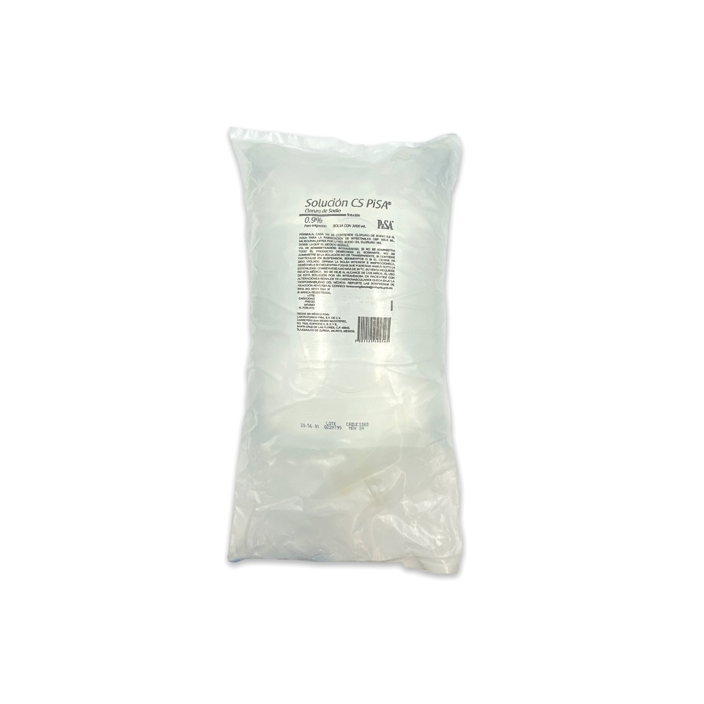 CLORURO DE SODIO 0.9% SOL PARA IRRIGACION 3000 ML BOLSA SOLUCION CS LAB PISA (FISIOLOGICA)