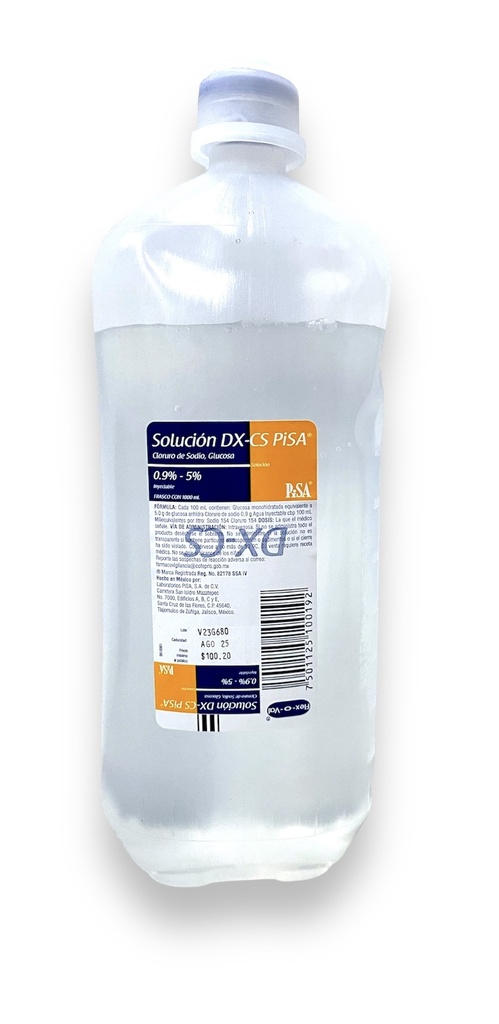 CLORURO DE SODIO GLUCOSA 0.9%-5% SOL INY 1000 ML SOLUCION DX-CS LAB PISA (MIXTA)
