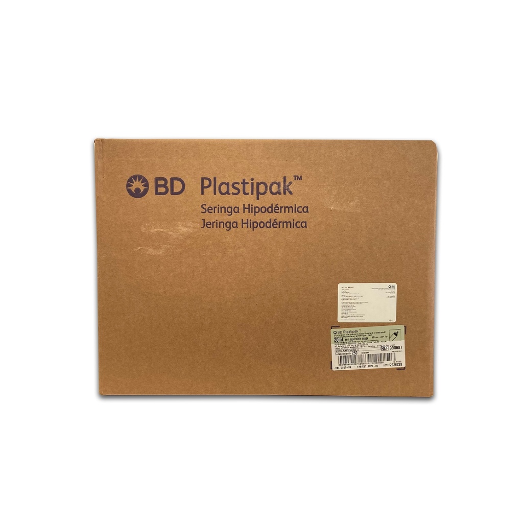 JERINGA 20 ML S/A C/250 PIEZAS PLASTIPAK REF 990687 BD