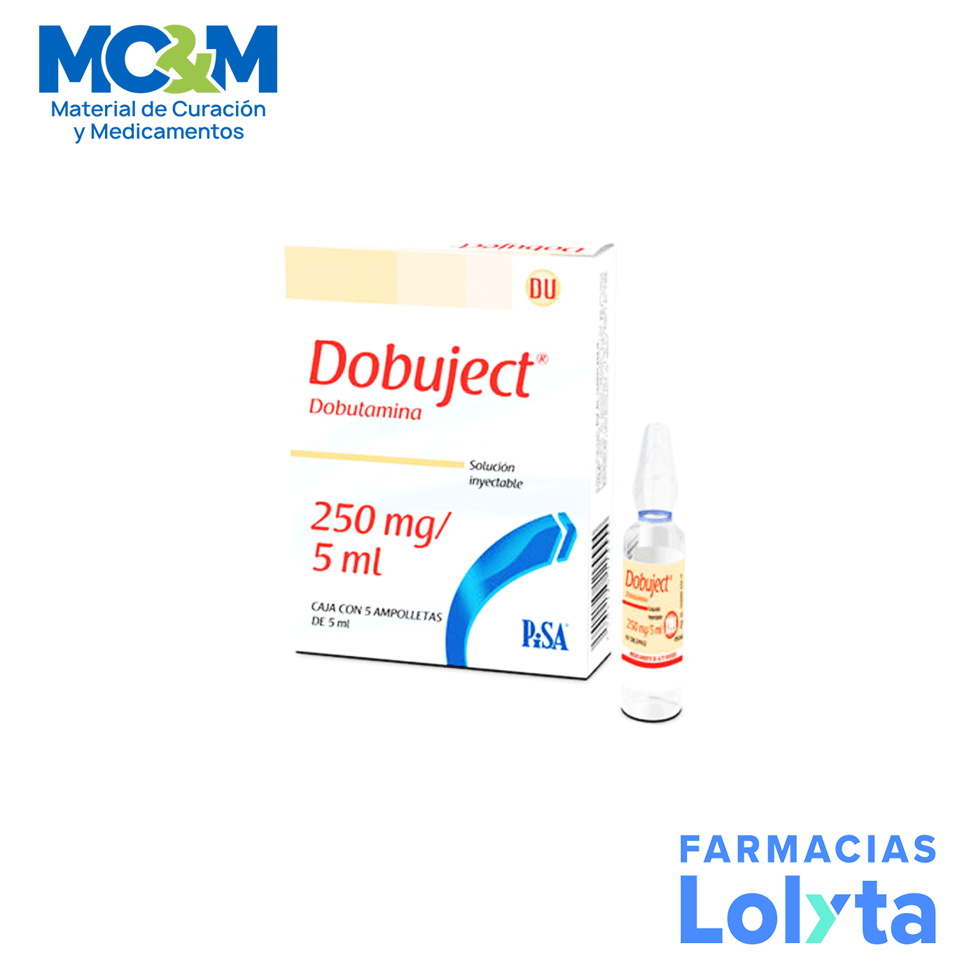 DOBUTAMINA SOL INY 250 MG/5 ML C/5 AMP DOBUJECT LAB PISA