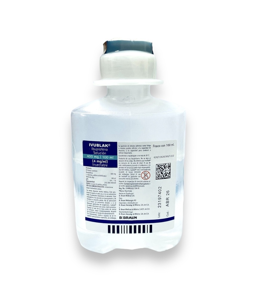 IVUBLAK SOL INY 400 MG/100 ML IBUPROFENO LAB B. BRAUN