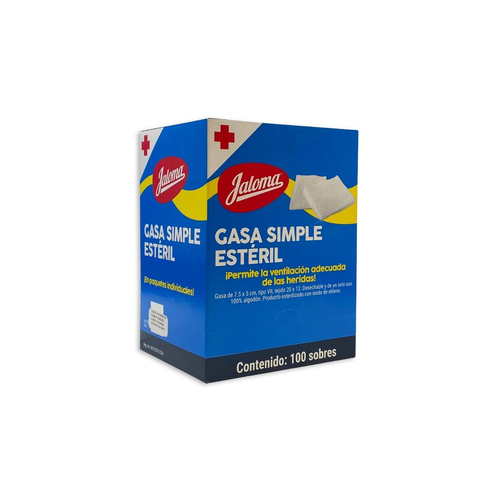 GASA ESTERIL 7.5 X 5 CM C/100 JALOMA