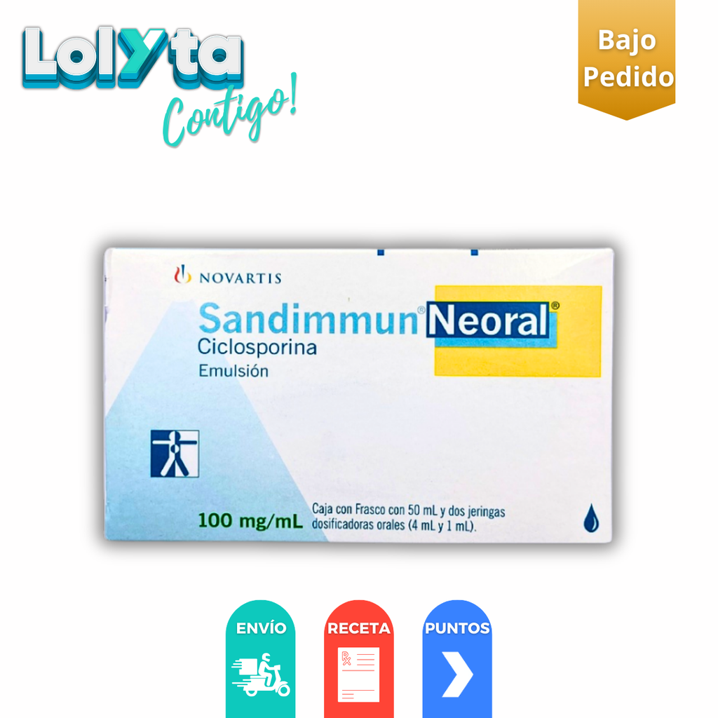 SANDIMMUN NEORAL EMULSION ORAL 100 MG/ML FCO C/50 ML CICLOSPORINA LAB NOVARTIS