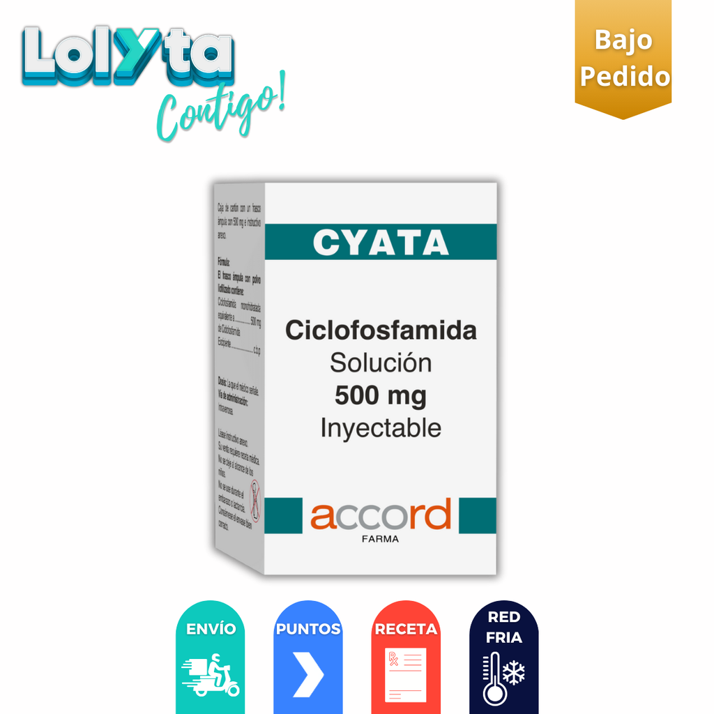 CICLOFOSFAMIDA SOL INY 500 MG C/1 FCO AMPULA