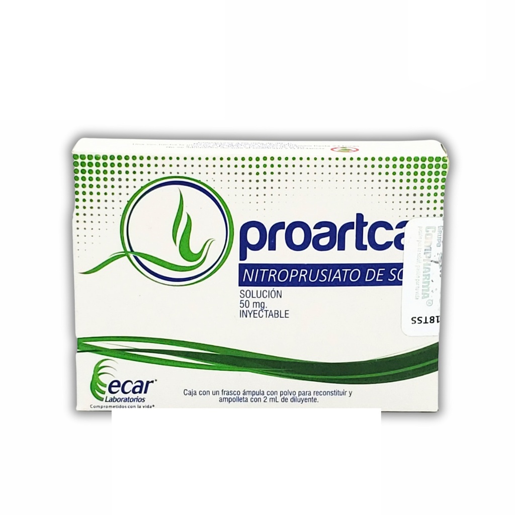 PROARTCAR SOL INY 50 MG/2 ML NITROPRUSIATO DE SODIO LAB ECAR