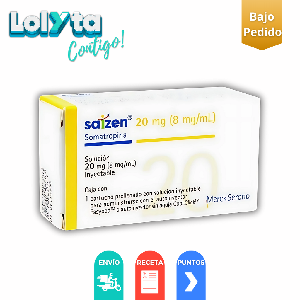 SAIZEN SOL INY 20 MG (8 MG/ML) CARTUCHO PRELLENADO SOMATROPINA LAB MERCK SERONO