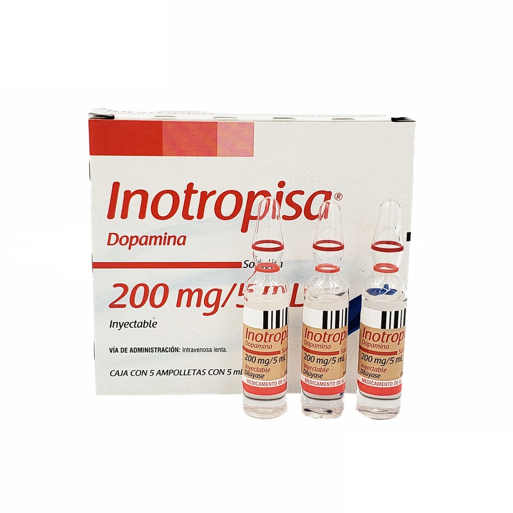 DOPAMINA SOL INY 200MG/5ML C/5 INOTROPISA LAB PISA