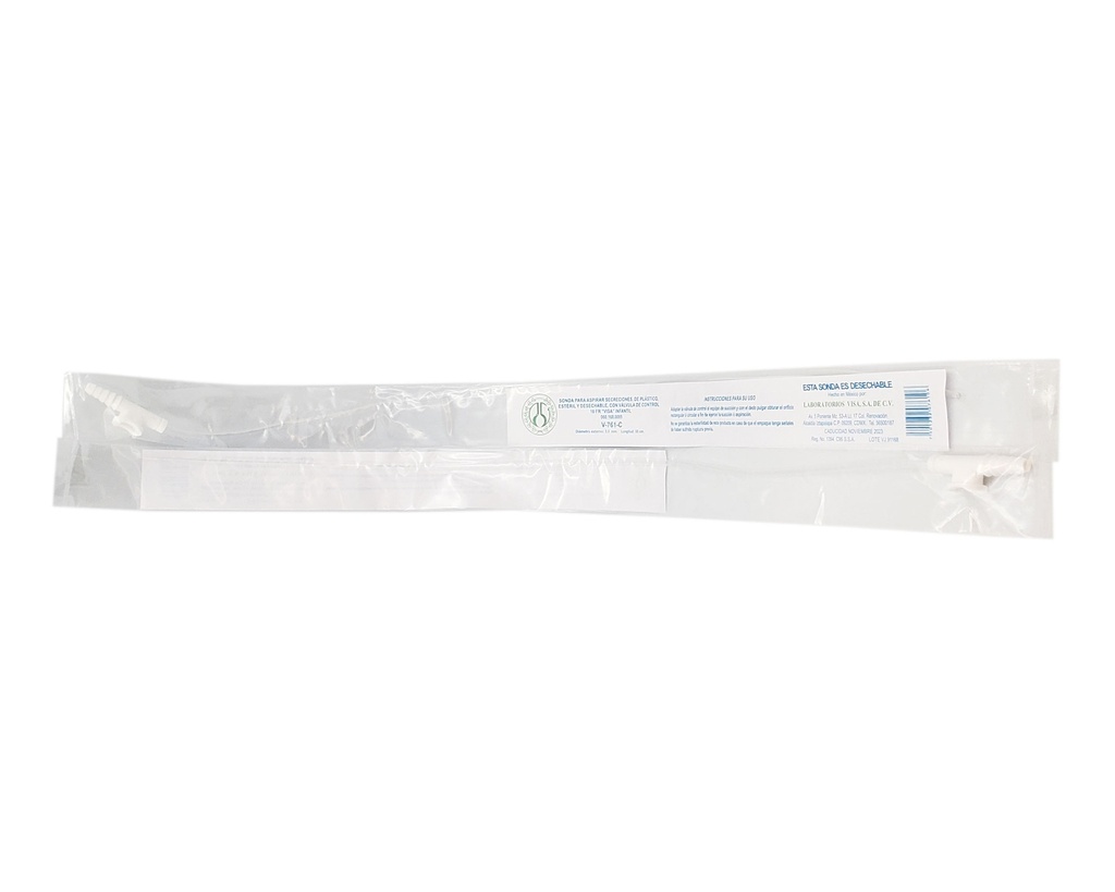 [4382] SONDA P/ASPIRAR SECRECIONES 10 FR 3.3 MM X 55 CM CON VALVULA DE CONTROL INFANTIL V-761C VISA