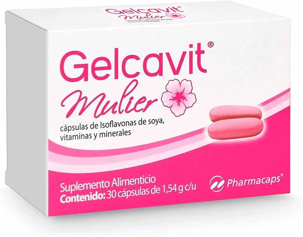 GELCAVIT MULIER 1.54 G C/30 CAP SUPLEMENTO ALIMENTICIO ISOFLAVONAS DE SOYA VITAMINAS Y MINERALES LAB PHARMACAPS