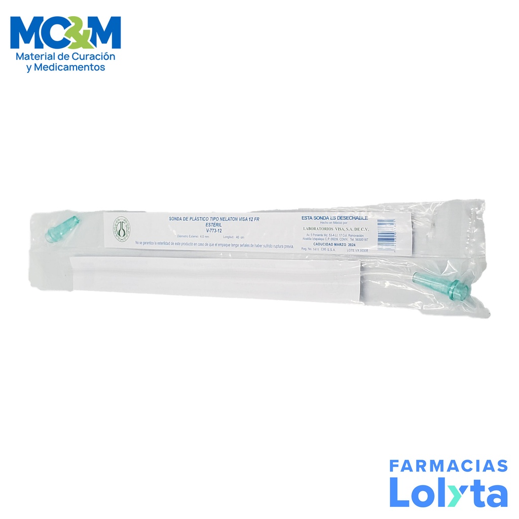 SONDA NELATON #12 FR TRANSPARENTE VISA V-773-12