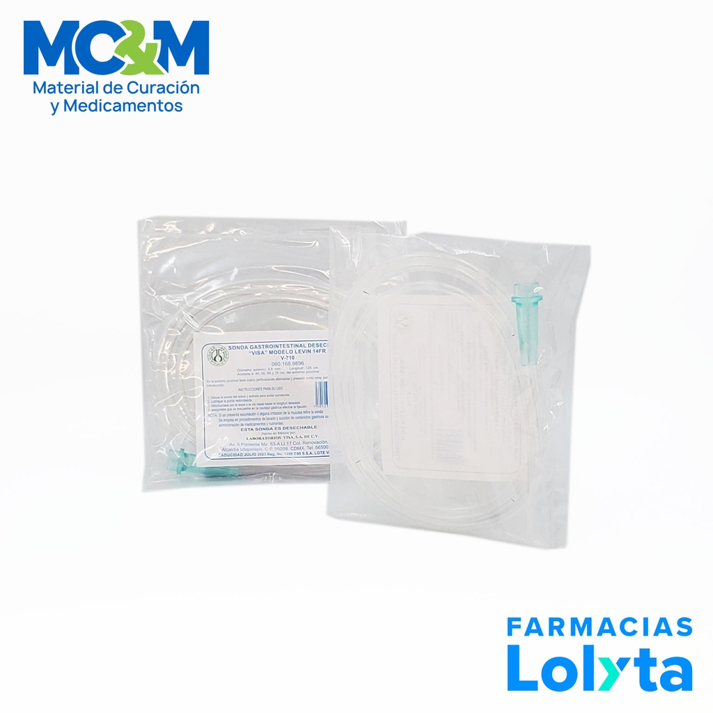 SONDA GASTROINTESTINAL T/LEVIN CAL 14 FR V-710 VISA